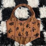 Brown Velvet Burnout Bustier Corset Y2K Goth Grunge 2000s Renaissance Large Photo 2