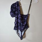 Free People Intimately  One Shoulder Floral Bodysuit Purple Size Medium Photo 4