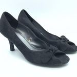 Isaac Mizrahi  for Target Gabi Heels Peep Toe Bow Faux Suede Slip On Black Size 9 Photo 0