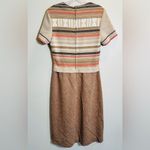 Bleeker Street Vintage 1960s Short Sleeve Midi Knit Dress Women's 8 Tan Coral Brown Photo 4