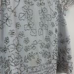 Needle & Thread Top Womens 4 Gray Floral BeadedShort Sleeve Blouse Spring Motif Photo 2