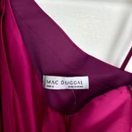 Mac Duggal One-Shoulder Long Sleeve Satin High/Low Gown in Berry Size US 0 Photo 6