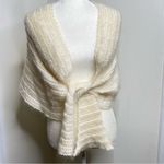 Central Park West  Loose Knit Shoulder Wrap Shawl Shrug Mohair Blend Cream Ivory Photo 2
