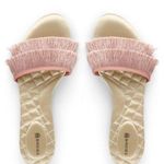 Birdies Sandals Sz 10 The Sparrow Flat Slip On Shoes Bridal Pink Fringe 611 Photo 0
