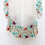 Judith March  Womens Kimono OS White Floral Embroidered Mesh Fringe‎ Boho Coastal Photo 7