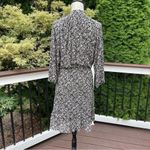 Mango  Ruffled floral print dress black white Sz 6 Photo 4