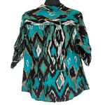 Signature by Larry Levine Sz XL Button Up Shirt Southwest Western Cowgirl Rodeo Green Photo 1