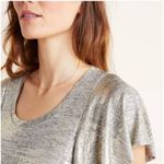 Anthropologie Tirana Gold Metallic Shimmer Boho Top Women's XS Flutter Sleeve Photo 3