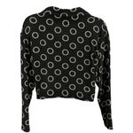 Betsey Johnson  Cropped Blouse Black Circle Pattern‎ Tie Front Rayon Size Medium Photo 1