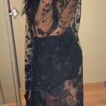 Chic Black Sheer Floral Cardigan Size M Photo 0