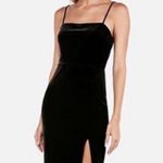 EXPRESS black velvet dress slit front size XS READ Photo 8