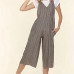 đź’•FRESH LAUNDRYđź’• 100% Linen Cropped Wide Leg Jumpsuit Blue White Stripes XL NWT Photo 10