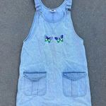 Y2K Faded glory embroidered butterfly overalls jumper dress art smock Blue Size M Photo 0