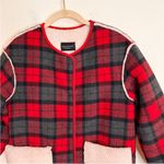 Urban Renewal Fleece Coat Red & Black Buffalo Plaid Check Shearling Jacket sz S Photo 10