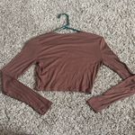 Aritzia Sunday Best Chocolate Brown Long Sleeve Cropped Ribbed Top Photo 1