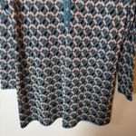 Zara Knit Jacquard Dress Long Sleeve Geometric Print Mini Teal Brown Size Small Blue Photo 3