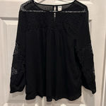 Old Navy  Women's Lace Inset Peasant Top Black Boho Beach‎ Size Large Festival Photo 0