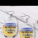 New! The Girls Are Drinking Again Acrylic Earrings Photo 1