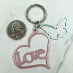 Pastel Pink and Blue Heart Love Butterfly Cut Out Keychain Keyring Photo 0