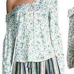 Amur Reagan One Shoulder Blouse Top White Floral Print Long Sleeve Size Small Photo 0