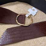 Women’s Barkwood Brown Wide Belt with Gold Buckle S NWT Photo 5
