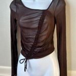 Urban Outfitters Brown Mesh/Sheet Rouched Top Size Medium Photo 0