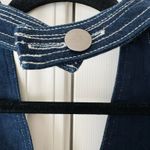 Anthropologie Pilcro Halter Deep-V Open-Back Denim Flounce Mini Dress, Size XL Photo 12