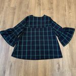 Entro  Plaid Jacket Blazer with Bell Sleeves green & blue size small full zipper Photo 4