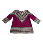 Pink Owl  Geometric Tribal Blouse
Multicolor 3/4 Sleeve Scoop Neck Top size M Photo 6