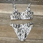 SheIn Swimwear Sz M Black & White Snakeskin Print Bikini Set Top & Bottom Photo 0