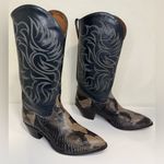 Tony Lama Vintage  Snakeskin Navy Blue Leather Cowboy Boots Size 6.5 EUC Photo 2