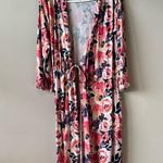 Posh Peanut Women’s Bamboo Floral Dusty Rose Pattern Robe Size Medium Pink Photo 0