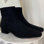 Faux Suede Square Toe Minimalist Office Officesiren Work Black Ankle Boots US 8 Photo 2
