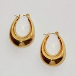 Oval Hoop Earrings, Gold Oval Hoop Earrings Photo 1