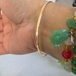 Gold Bangle Bracelet Quartefoil Flower Clover with Cubic Zirconia Photo 8