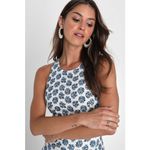 Lulus NWT  Flirty Fave Ivory Floral Print Tie-Back Midi Dress Bohemian Summer M Photo 3