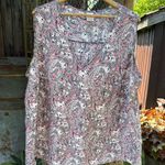 Terra & Sky  Paisley Sleeveless Blouse - Pink and White and Blue 2X Photo 0