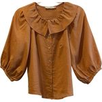 URSA MINOR DELL'ARTE BLOUSE PINK CLAY Cottagecore Peter Pan Collar Shirt XS Tan Photo 1
