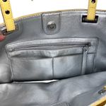 Nine West Ava Faux Leather Tote Bag Purse Floral Laser Cut Design Yellow Silver Photo 10