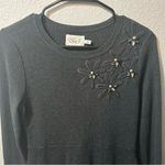 Eliza J Dark Gray Long Sleeve Embroidered Sweater Dress MEDIUM Photo 2