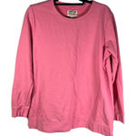 Lands' End Serious Sweats Womens Sweatshirt Crew Neck Pink Cotton Blend Large Photo 0