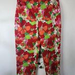 Kathy Ireland  Red Floral Print Crop Pants Photo 0