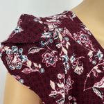 Sweet Wanderer  (S) Burgundy Red Floral Boho Blouse Top Cap Sleeve Photo 4