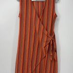 ZIG ZAG ORANGE MULTICOLOR LIGHTWEIGHT COTTON WRAP DRESS SIZE L/XL Size L Photo 0