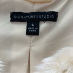 Signature Studio  Women's Vest Sz S Cream Faux Fur Open‎ Front Mob Wife Old Money Photo 5