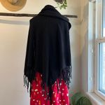 Chico's  Black Cotton Blend Knit Fringe Tassel Poncho Shrug Cardigan Size S/M Photo 7