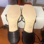 Nine West NEW  Vintage 90s Leather Black White Two Tone Chunky Block Heel Sandals Photo 6
