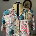 Westbound VINTAGE 1990s patchwork pattern button down blouse Photo 3