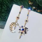 Asymmetrical Celestial Moon & Star Drop Earrings - Horoscope, Bling, Sparkle Photo 1