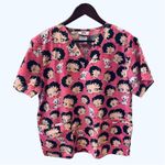 Betty Boop Retro Scrubs Shirt Nursing Top Pink M Cartoon Photo 0